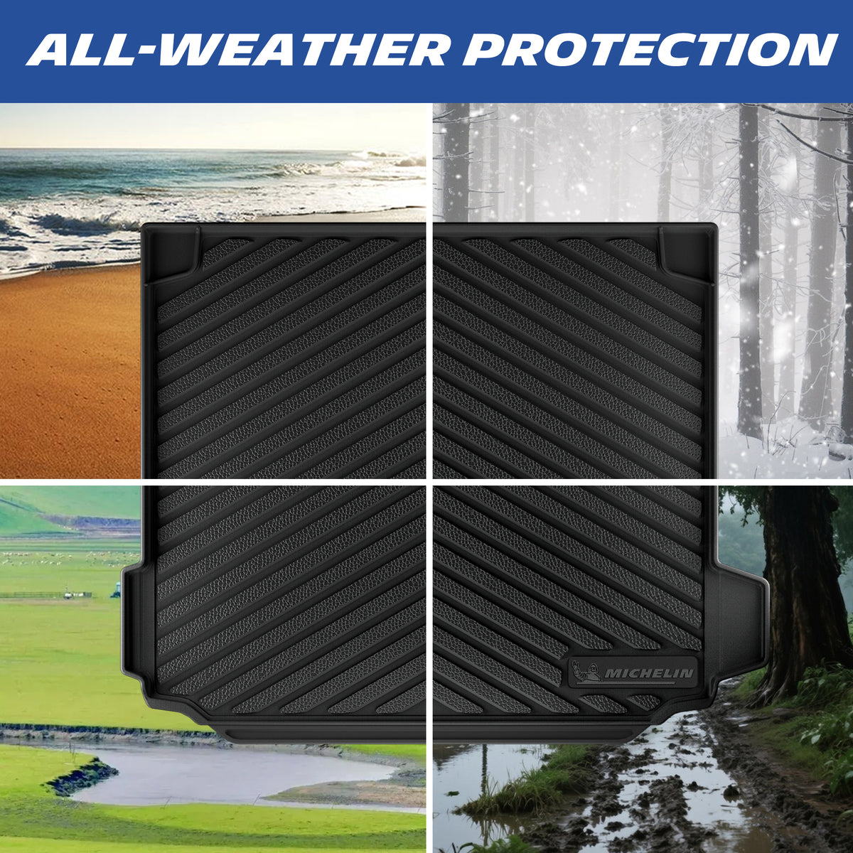 Michelin TPE trunk mat, all‑weather protection for snow, mud, sand and rain