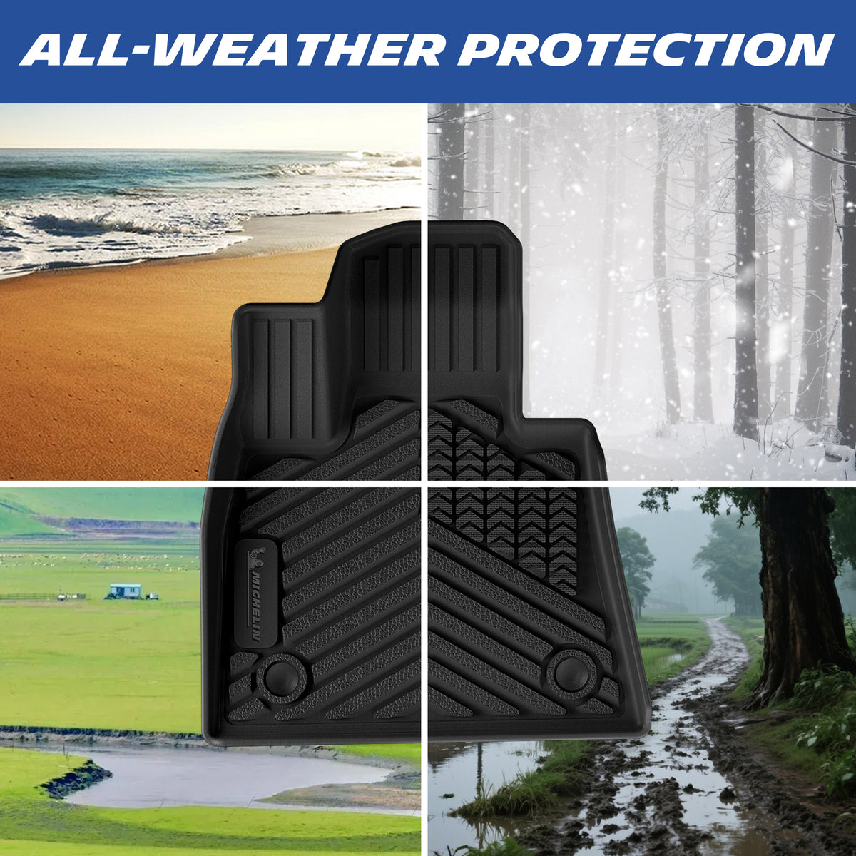 Michelin TPE mat, all‑weather protection for snow, mud, sand and rain