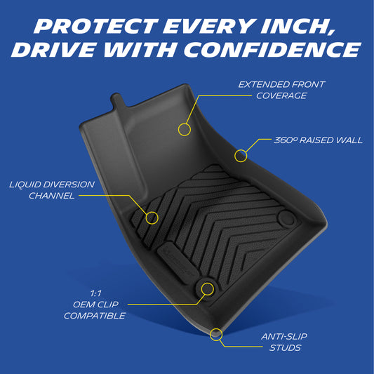 Michelin Premier Series Floor Mats for 2017-2023 Tesla Model 3, 3PCS, All-Weather Floor Liner, Custom Fit, Durable TPE, Non-Slip