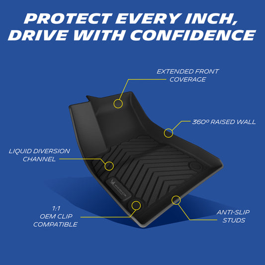 Michelin Premier Series Floor Mats for 2024/2025/2026 Tesla Model 3 Highland & Standard, 3PCS, All-Weather Floor Liner, Custom Fit, Durable TPE, Non-Slip