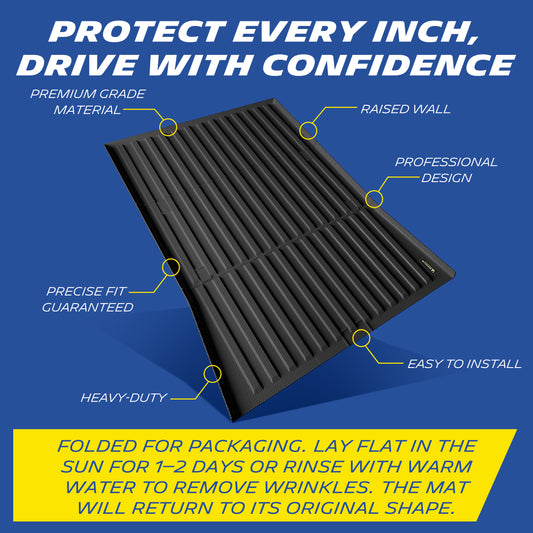 Michelin Truck Bed Mat for 2023 2024 2025 Tesla Cybertruck - Early Bed with Flat Front Wall, All-Weather Truck Bed Liner, Custom Fit, TPE Bedliner