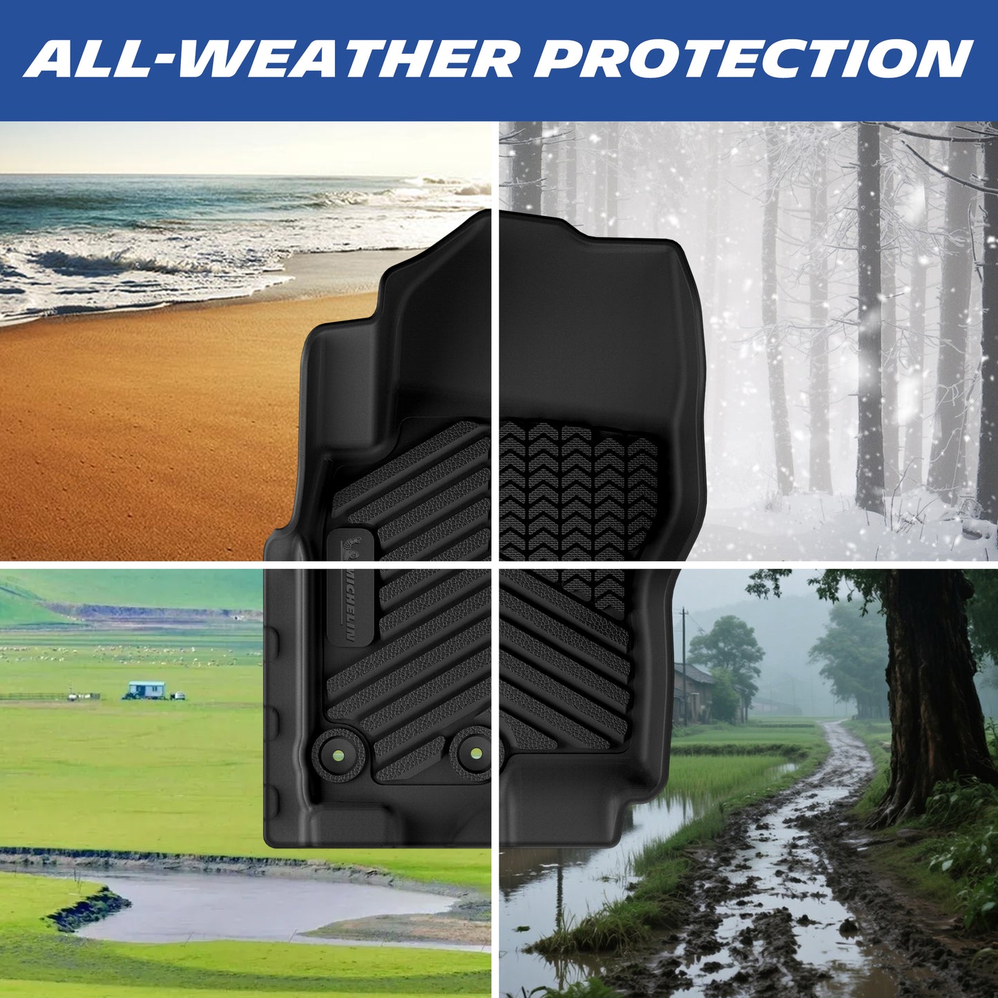 Michelin all-weather TPE floor mats, all-weather protection, durable in extreme temperatures, effectively protects original vehicle carpet.