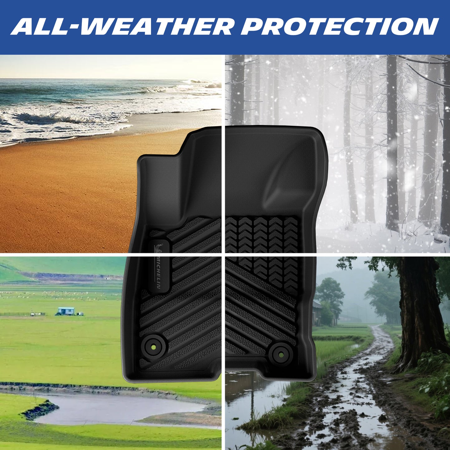 Michelin all-weather TPE floor mats, all-weather protection, durable in extreme temperatures, effectively protects original vehicle carpet.
