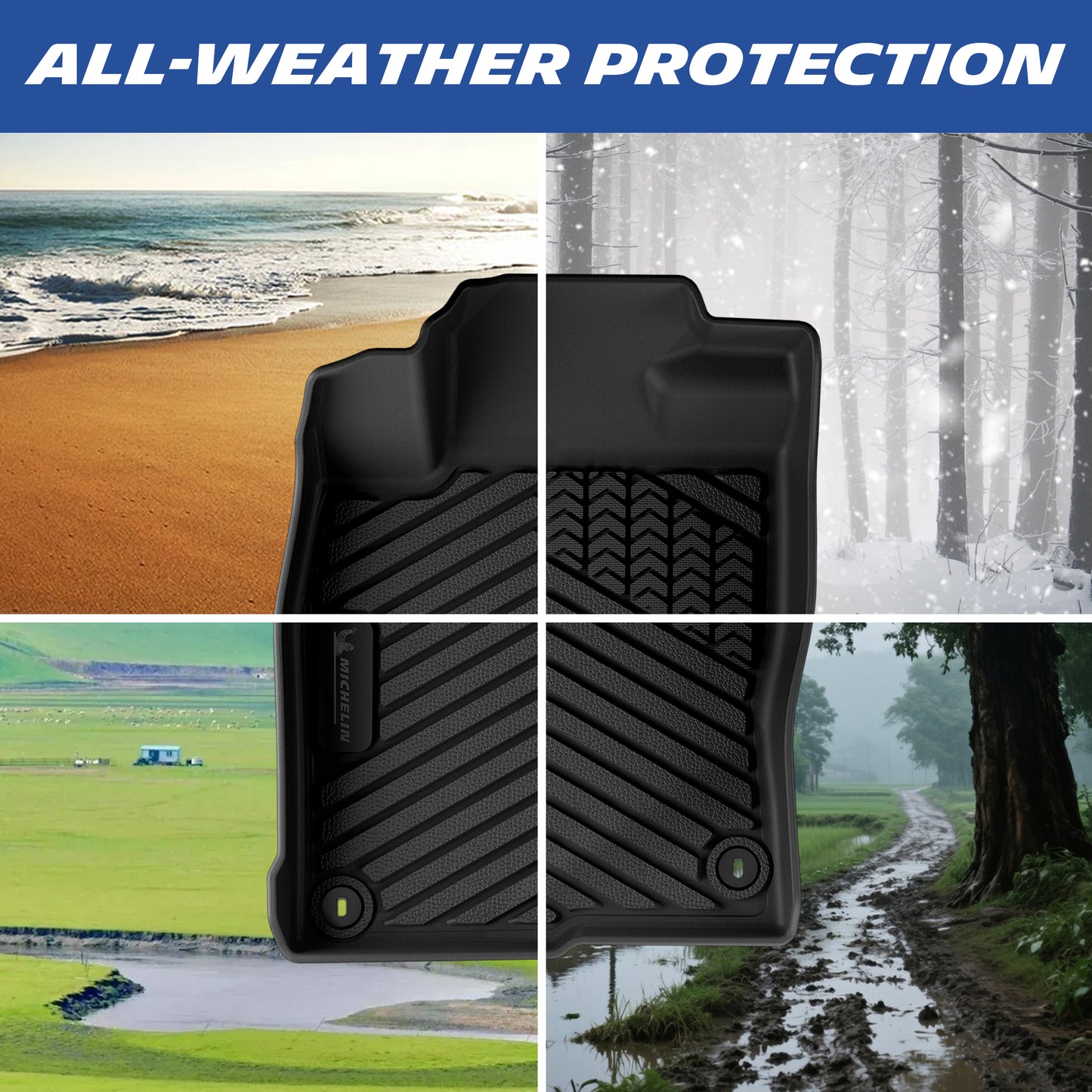 TPE car floor mat all-weather protection graphic for sand, snow, mud & wet road conditions