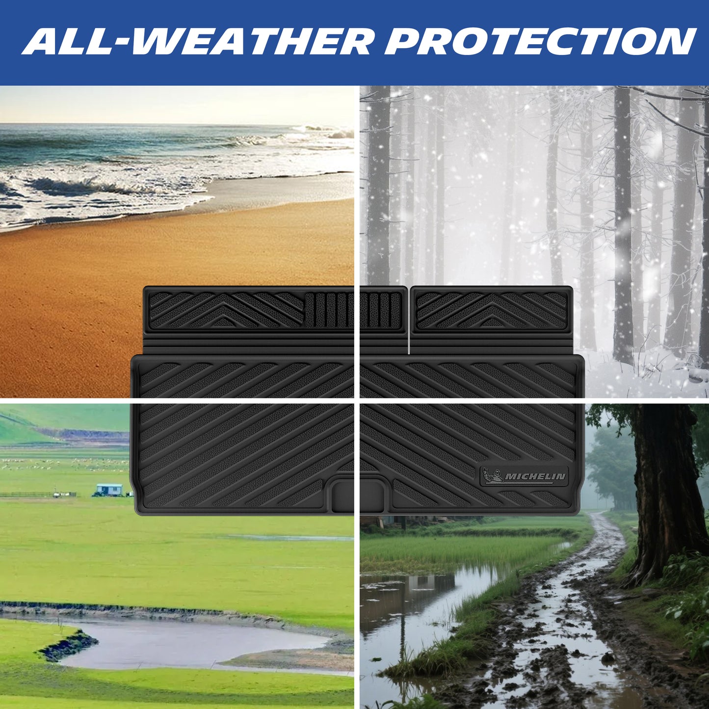 Michelin all-weather TPE trunk mat, all-weather protection, durable in extreme temperatures, effectively protects original vehicle trunk carpet.