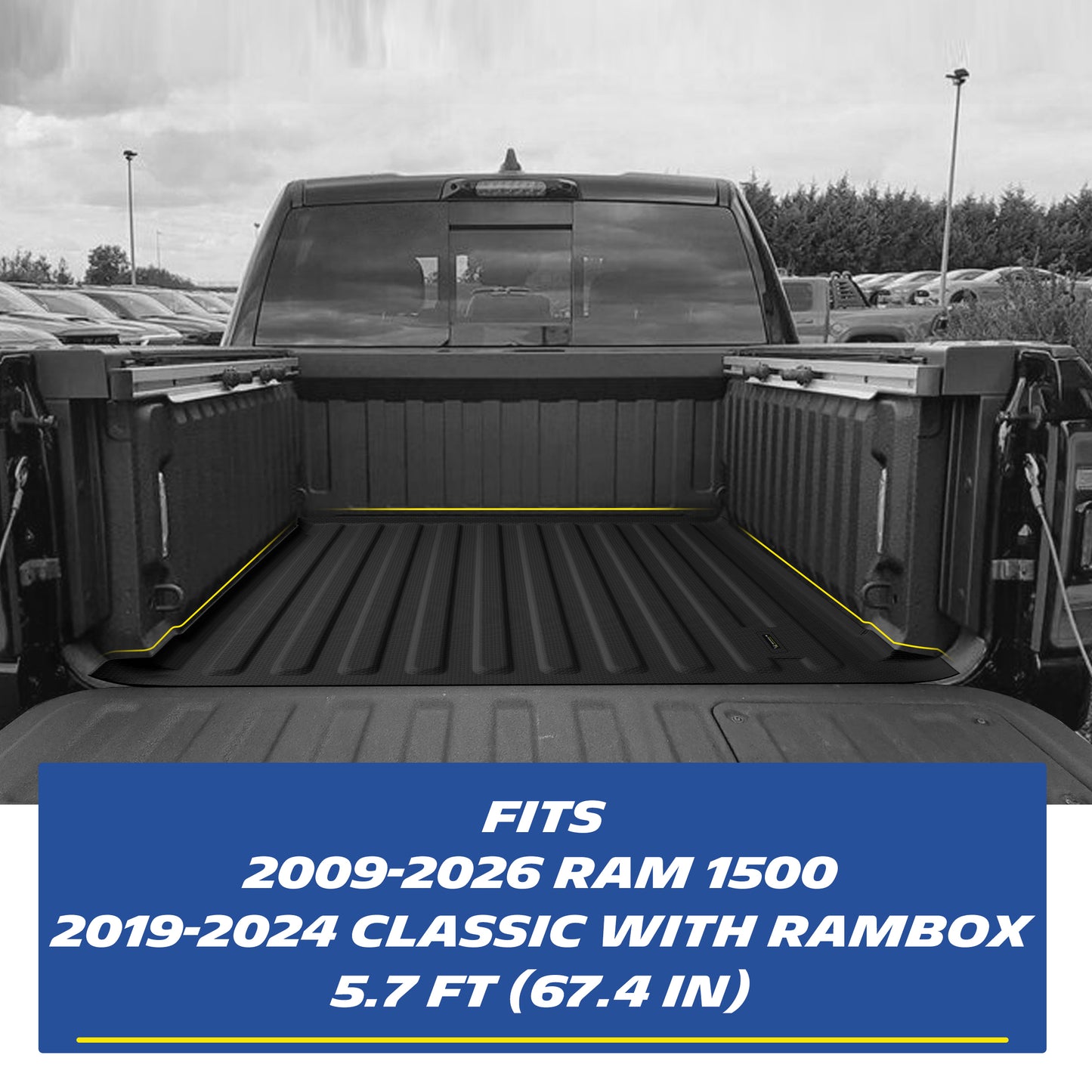 Michelin all-weather TPE truck bed mat, fits 2009-2026 RAM 1500 and 2019-2024 RAM 1500 Classic with RamBox, 5.7ft (67.4 in) bed, perfect custom-fit for your truck.