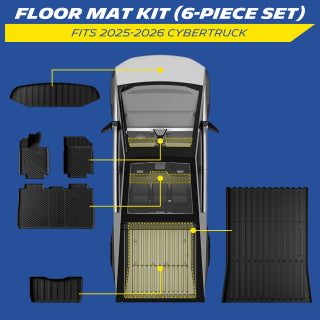 Michelin Premier Series Floor Mats & Truck Bed/Frunk/Rear Lower Mat for 2025-2026 Tesla Cybertruck (Bed with Corrugated Front Wall), 6PCS, All-Weather Truck Bed Liner, Custom Fit, Bedliner