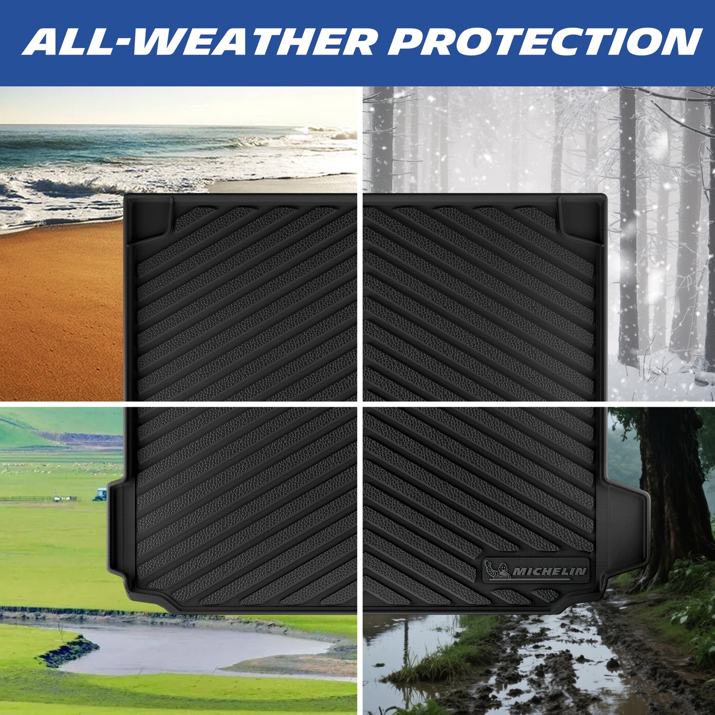 All-weather TPE floor mat suitable for sand, snow, mud and rainy outdoor conditions