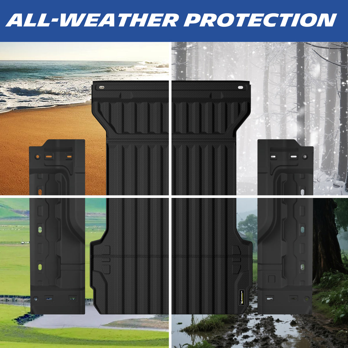 All-weather truck bed mat protection