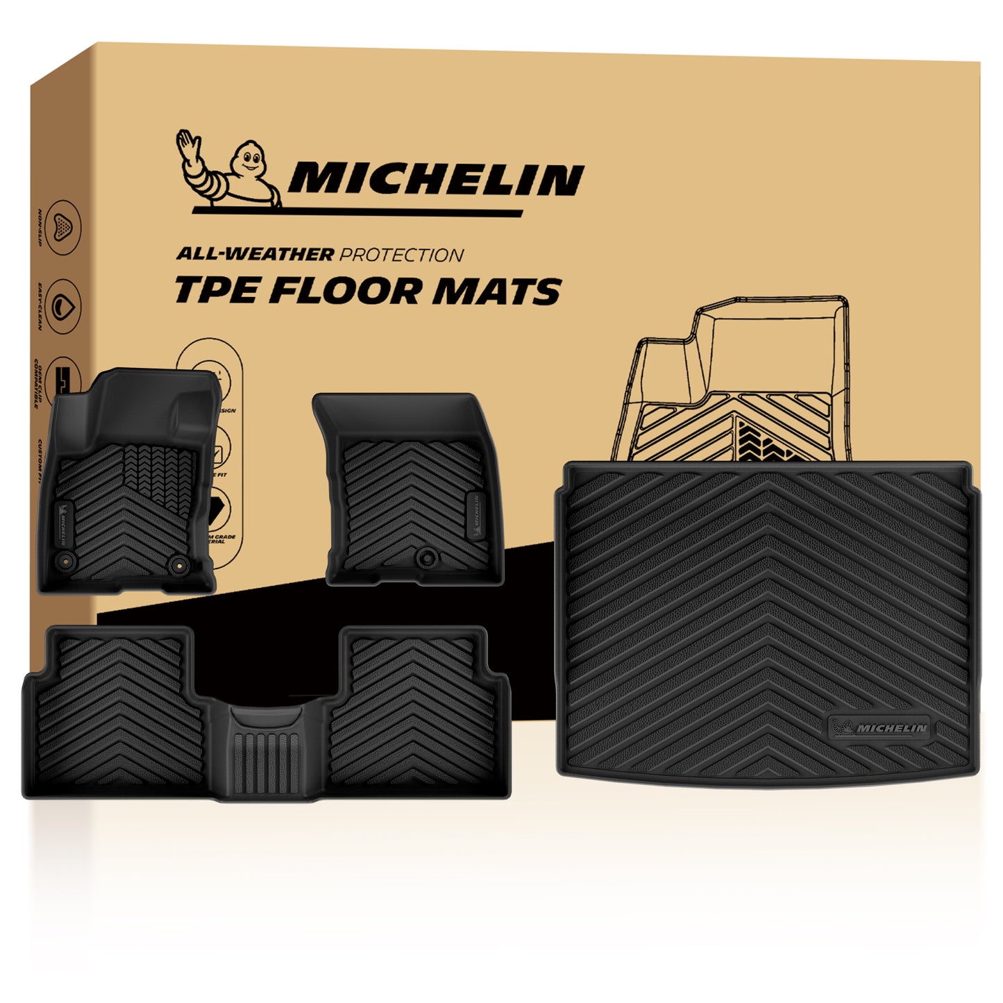 Michelin all-weather TPE floor mats packaging.