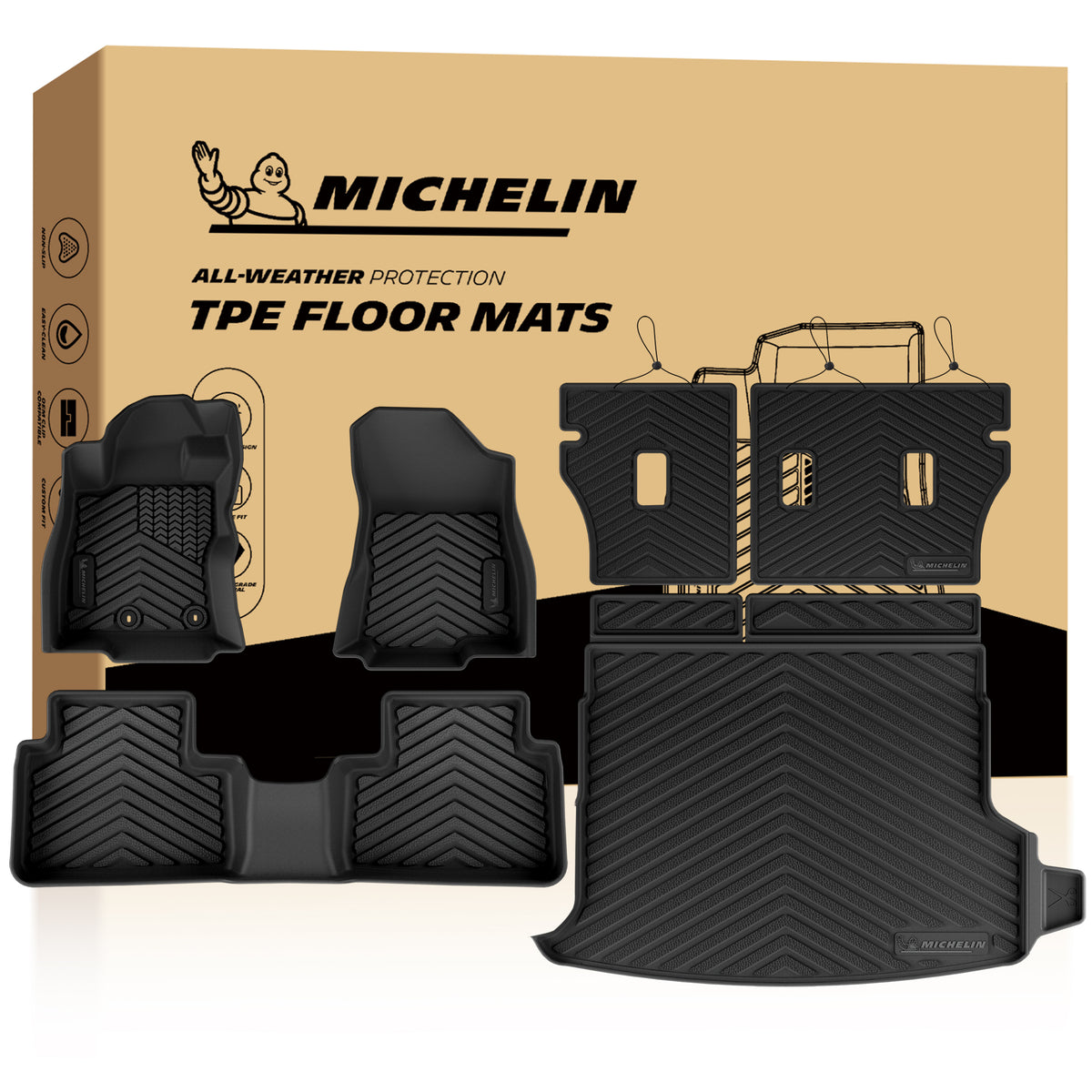 Michelin all-weather TPE floor mats and cargo liner set with packaging box