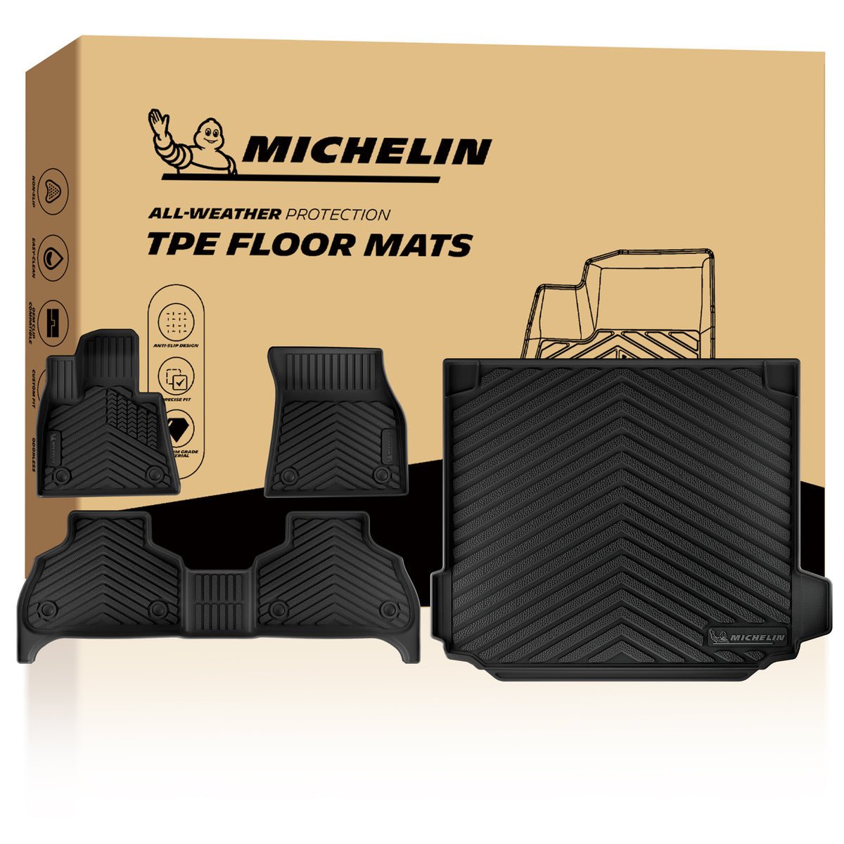 Michelin full set all‑weather TPE floor mats & trunk mat with original box