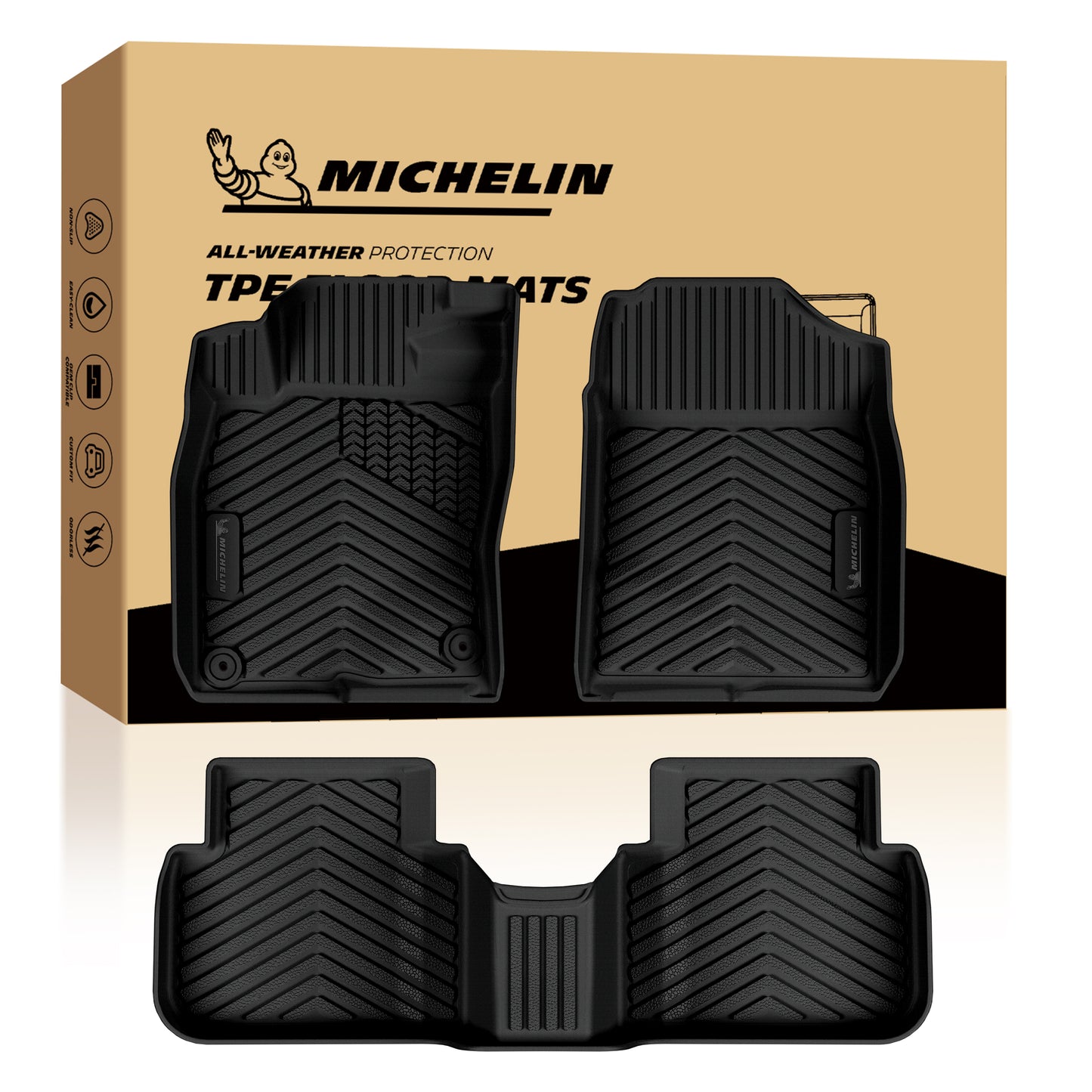 Michelin all-weather TPE custom car floor mats full set
