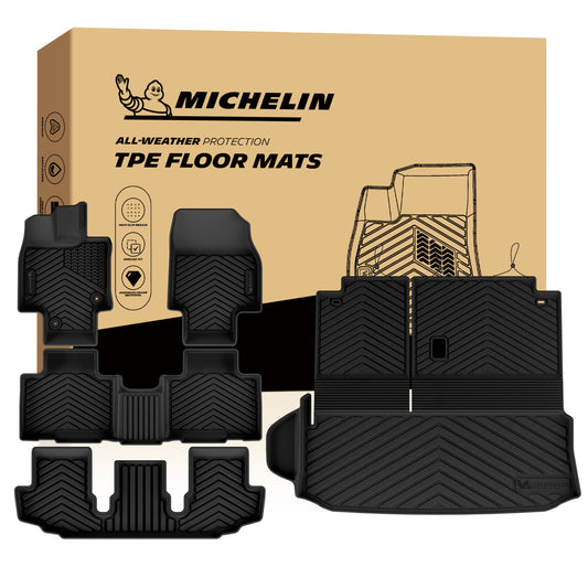 Full set Michelin all-weather TPE floor mats: front, 2nd, 3rd row liners and cargo mat with retail box
