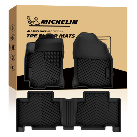 Michelin all-weather TPE floor mats, advanced protection for vehicles, durable and slip-resistant, custom-fit car mats.