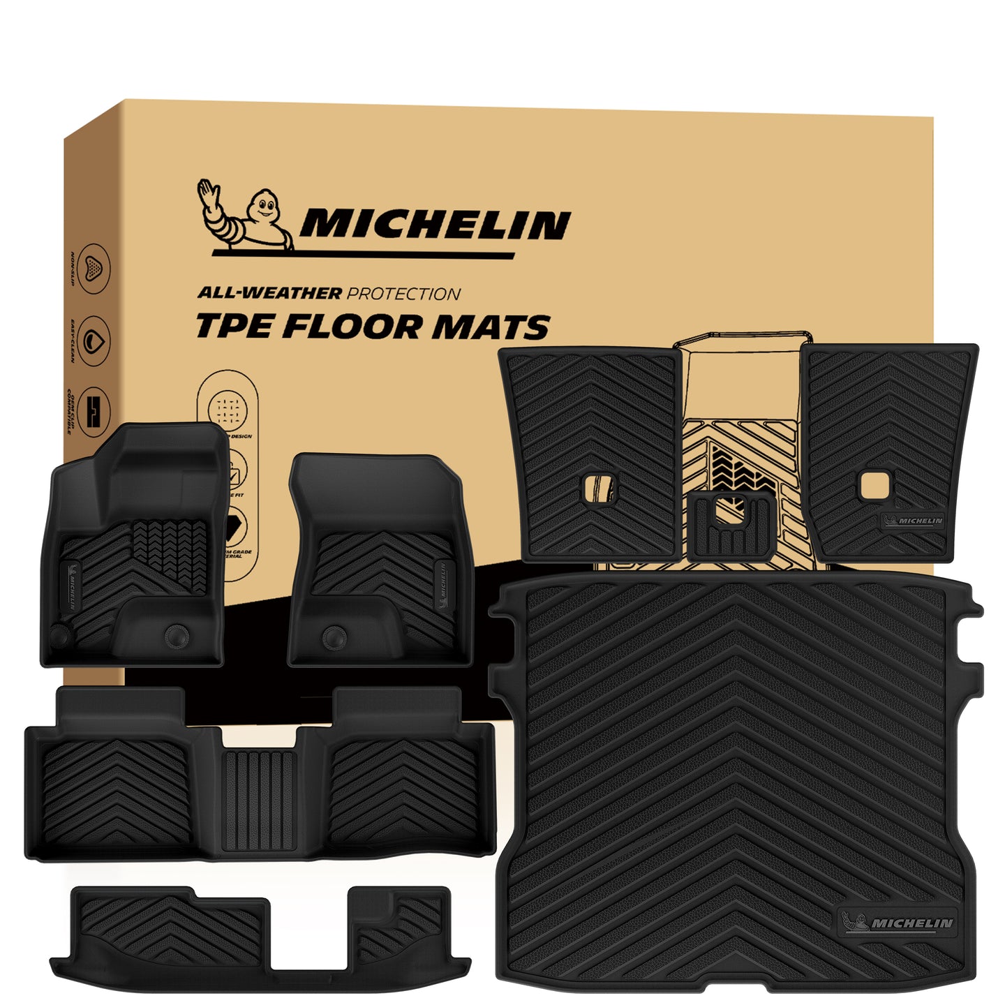 Michelin All-Weather TPE Floor Mats Full Set with Cargo Liners