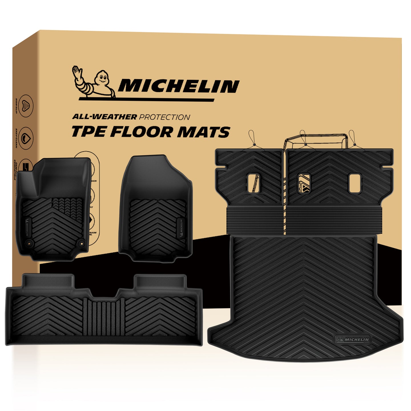 Michelin all-weather TPE floor mats packaging.