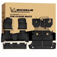 Complete set display of Michelin TPE all-weather floor mats with official retail packaging box for 4Runner 7-seater