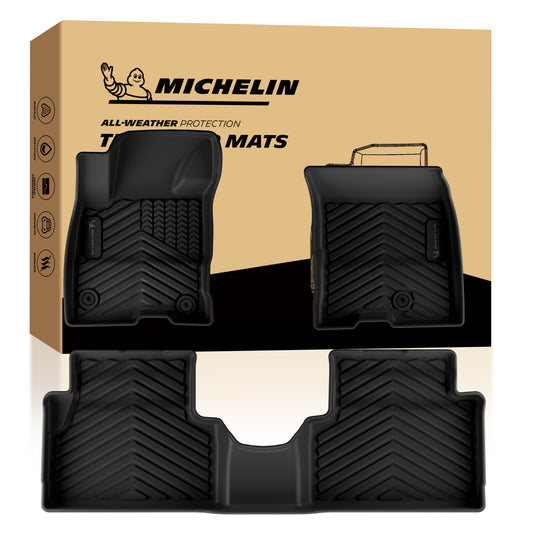 Michelin all-weather TPE floor mats, advanced protection for vehicles, durable and slip-resistant, custom-fit car mats.
