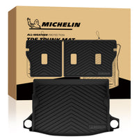 Complete 3-piece Michelin TPE trunk mat set (cargo liner + 2 seat back mats) with branded packaging box