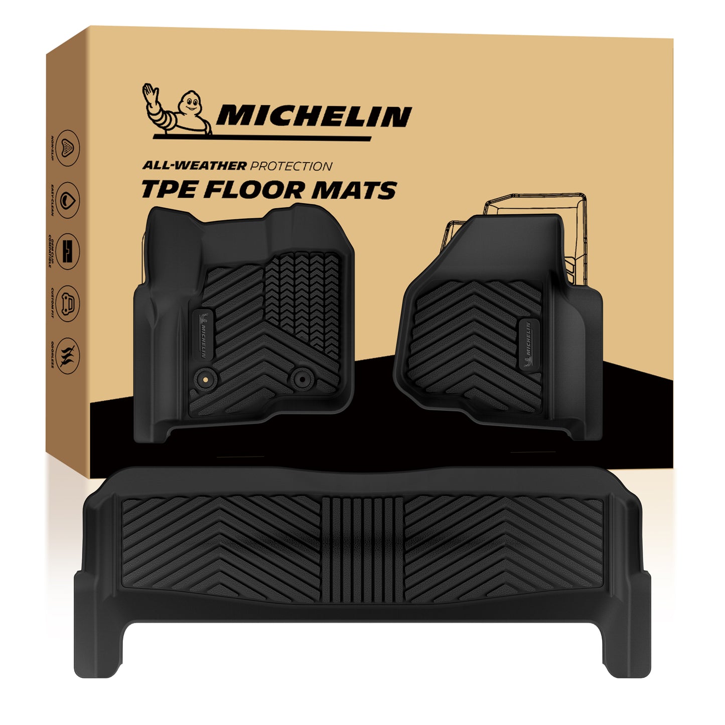 Michelin all-weather TPE front & rear floor mats set with original packaging box.