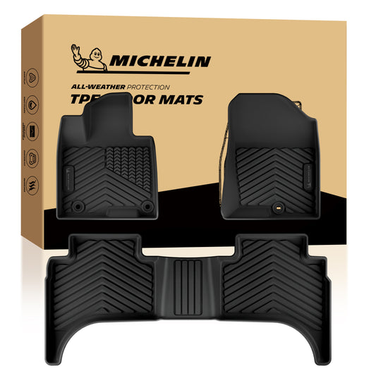 Michelin all-weather TPE floor mats full set, includes driver, passenger, and rear bench mats, advanced protection for vehicles, custom-fit car mats.