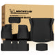 MICHELIN premium 6-piece set of black all-weather TPE custom-fit car floor and cargo mats exclusively designed for the 2024-2027 Tesla Model 3. Includes driver and passenger mats, rear row mat, front trunk (frunk) mat, rear trunk mat, and sub-trunk mat, featuring high-density TPE for ultimate waterproof full-interior protection.