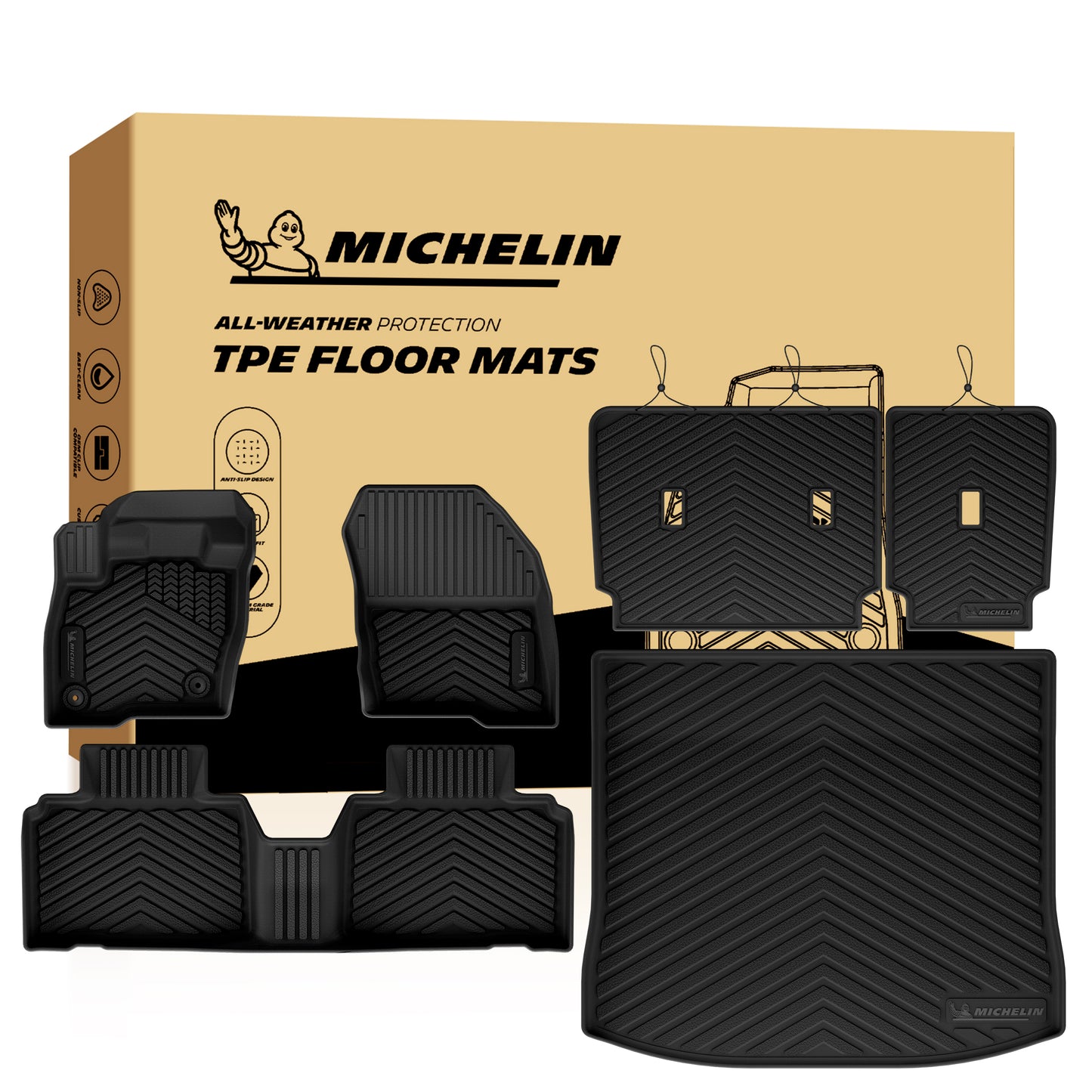 Michelin all-weather TPE floor mats packaging.