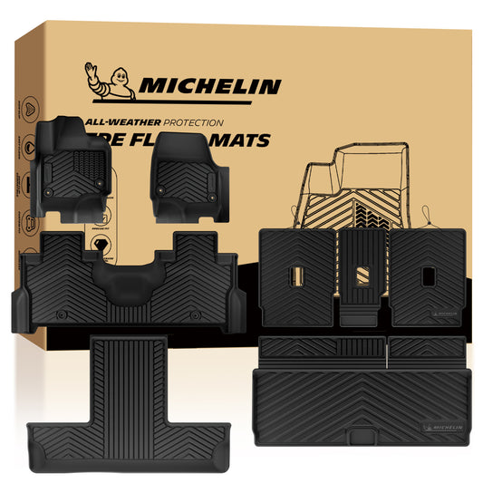 Michelin all-weather TPE floor mats, advanced protection for vehicles, durable and slip-resistant, custom-fit car mats.