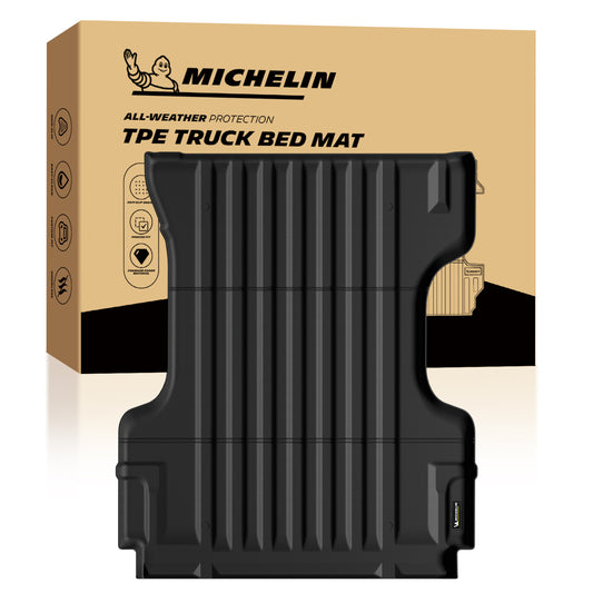 Michelin all-weather TPE truck bed mat, premium grade durable material, advanced protection for pickup cargo area, custom-fit truck bed mat.