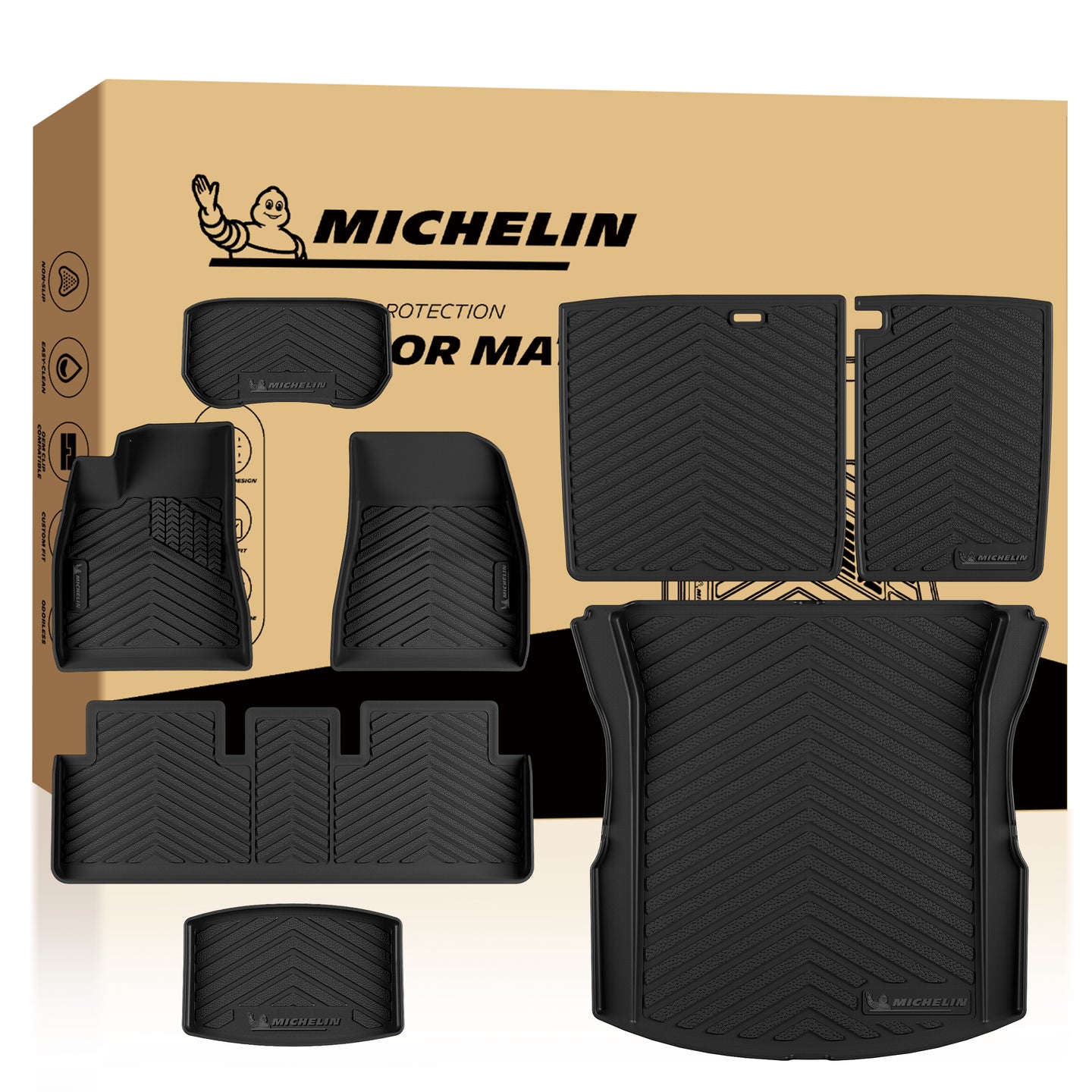 Michelin all-weather TPE floor mats, advanced protection for vehicles, durable and slip-resistant, custom-fit car mats.