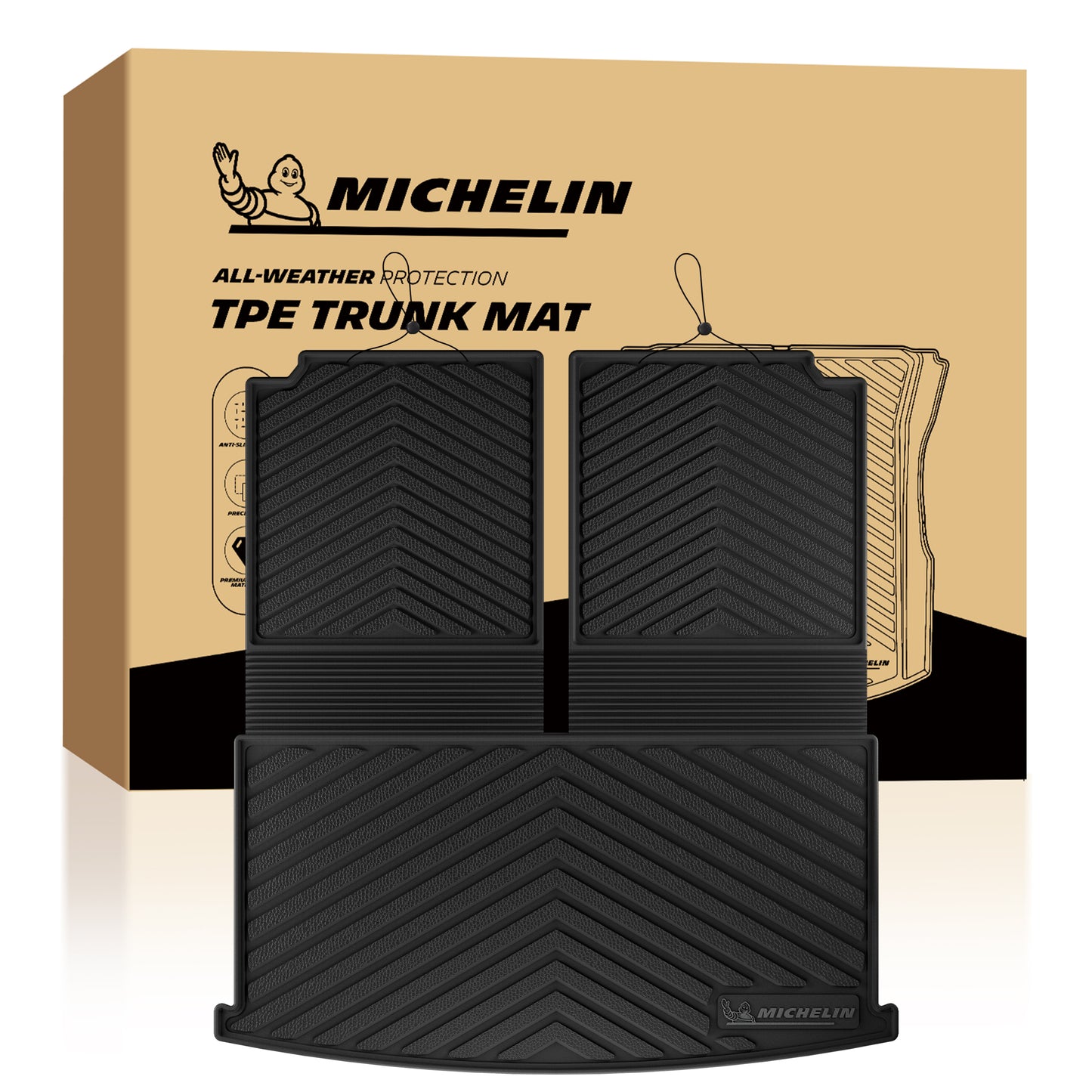 Michelin all-weather split TPE trunk mat set with retail box