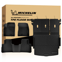 Full set Michelin all-weather TPE car floor mats including front, second row & cargo liner with retail box

