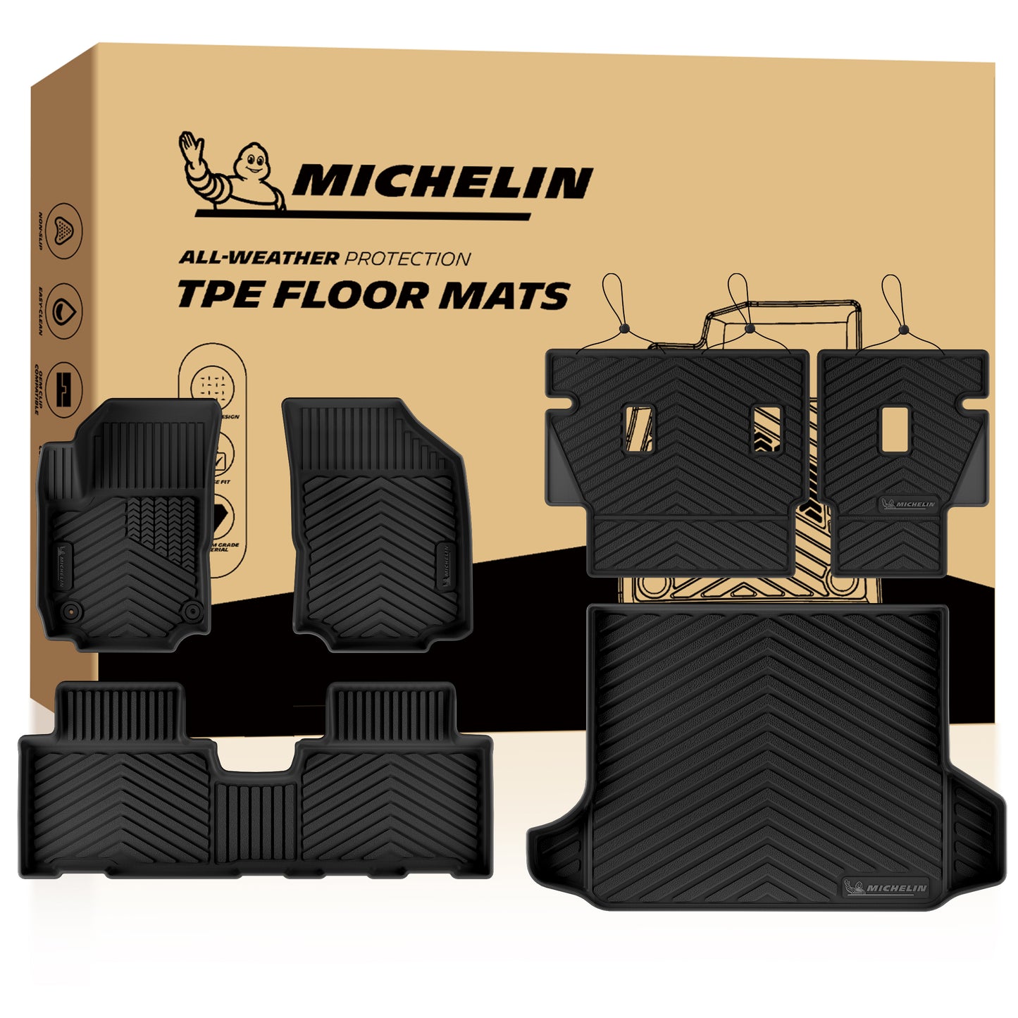 Michelin all-weather TPE floor mats packaging.