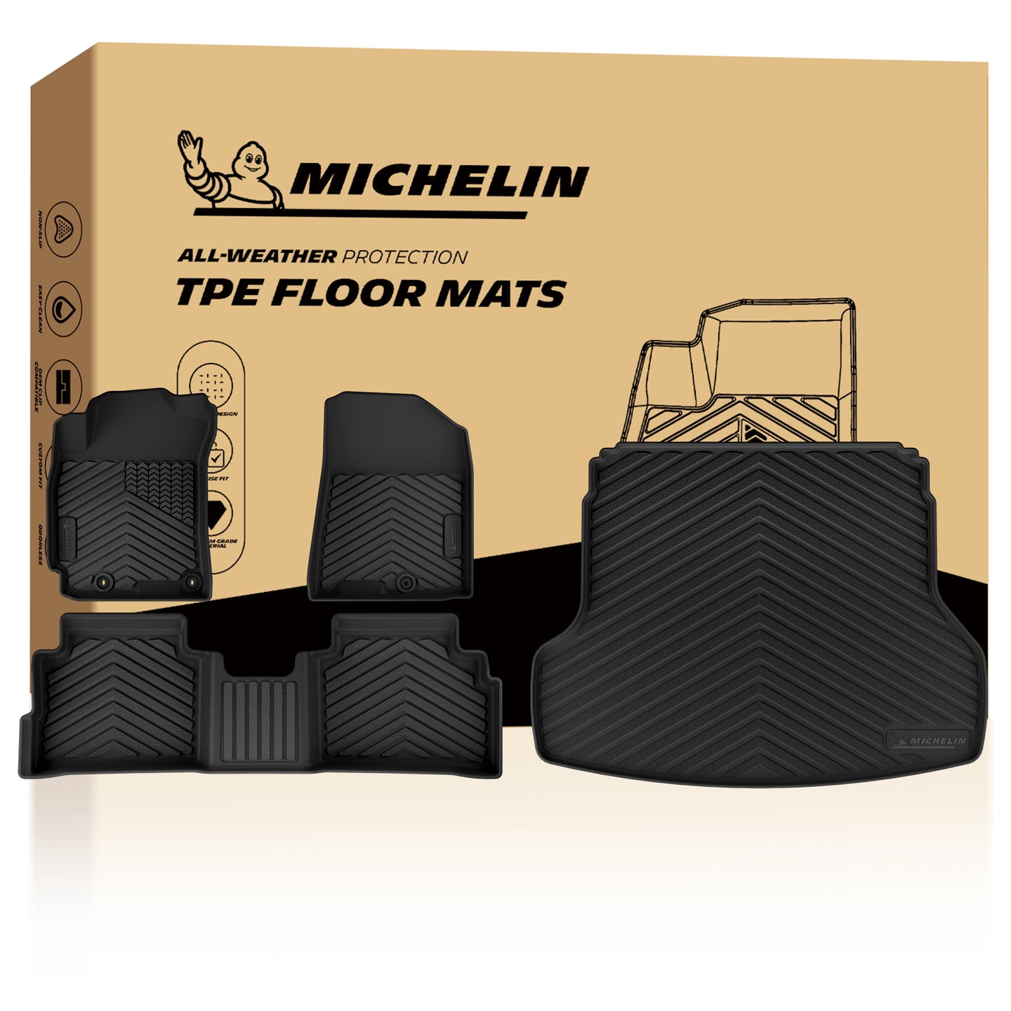 Michelin all-weather TPE floor mats packaging.