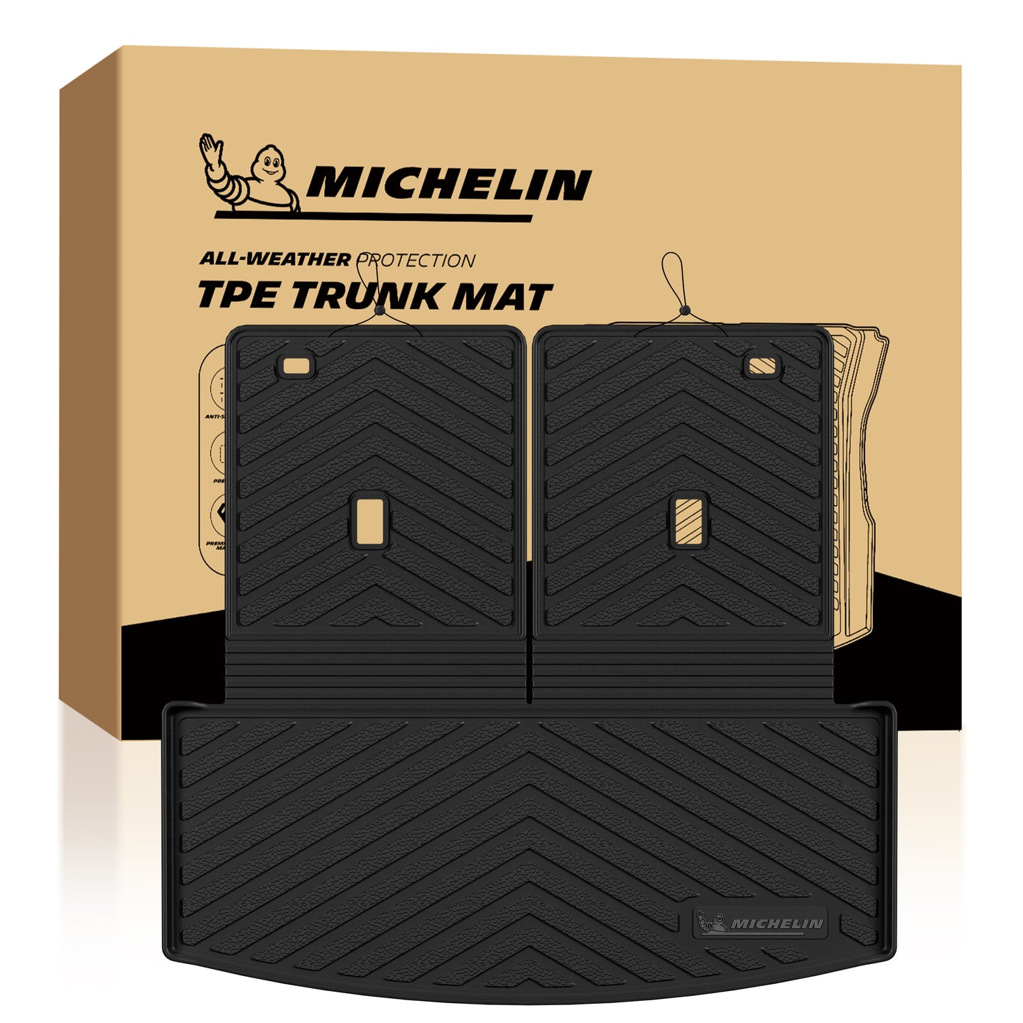 Michelin all-weather TPE trunk mat and backrest mats set with original packaging box.