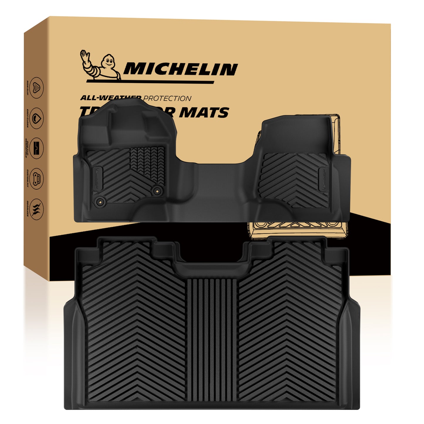 Michelin all‑weather TPE car floor mats, full set with retail box
