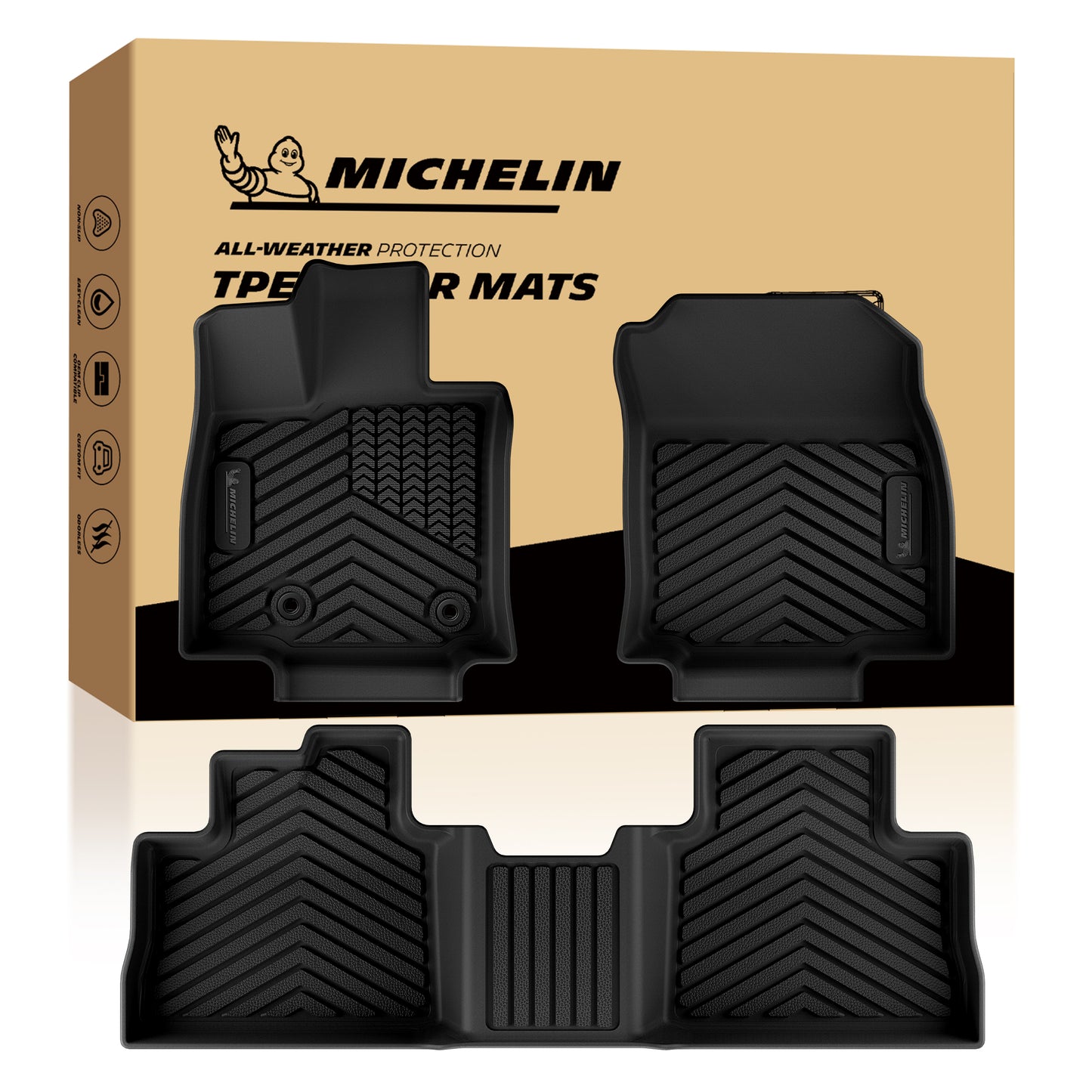 Full set Michelin all‑weather TPE car floor mats with original retail packaging