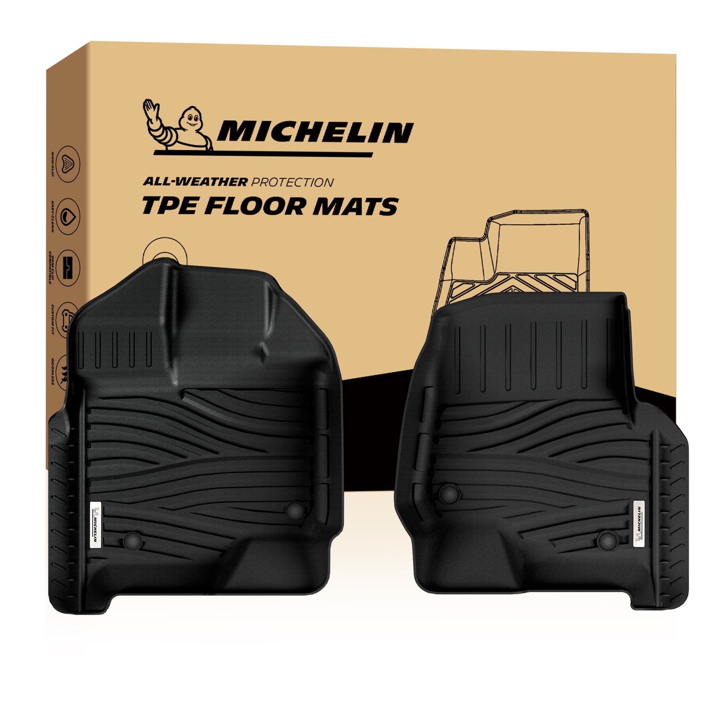 Michelin pair front driver & passenger all-weather TPE car floor mats with original retail box
