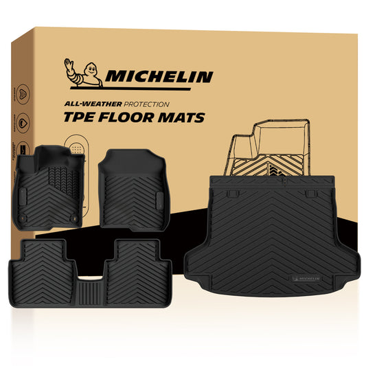 Full set Michelin TPE floor mats and branded retail packaging box