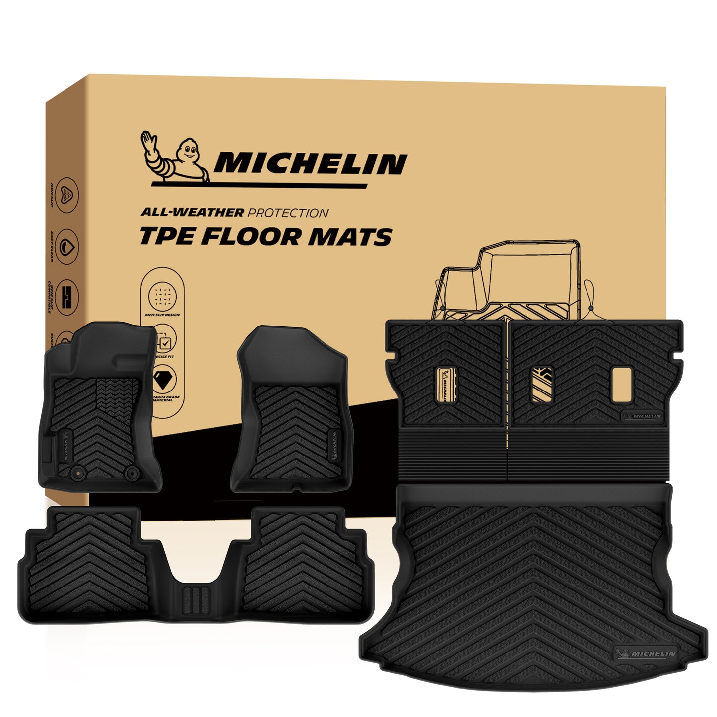 Full Michelin TPE mat set: front mats, rear liner, cargo mat with original package