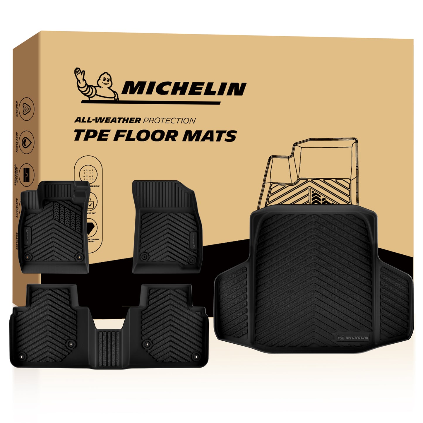 Michelin all-weather TPE floor mats packaging.