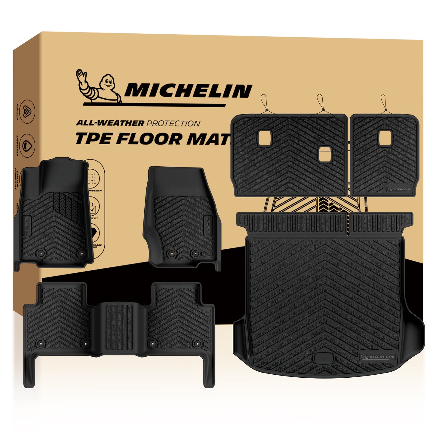 Michelin all-weather TPE floor mats packaging.