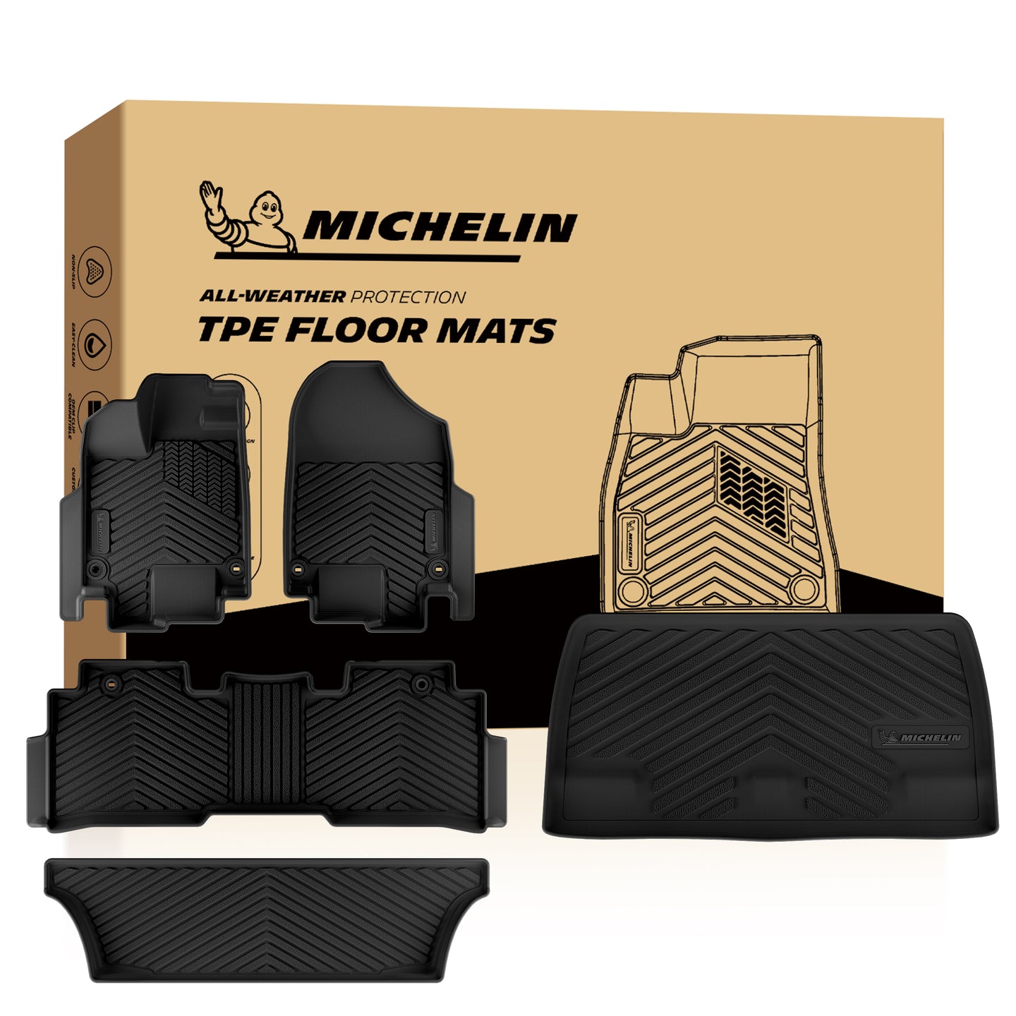 Michelin All-Weather TPE Floor Mats Full Set with Cargo Mats