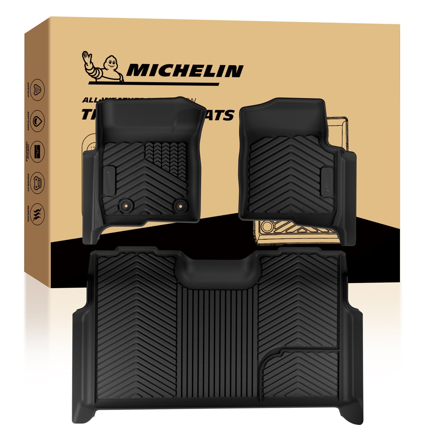 Michelin all-weather TPE front & rear floor mats set with original packaging box.