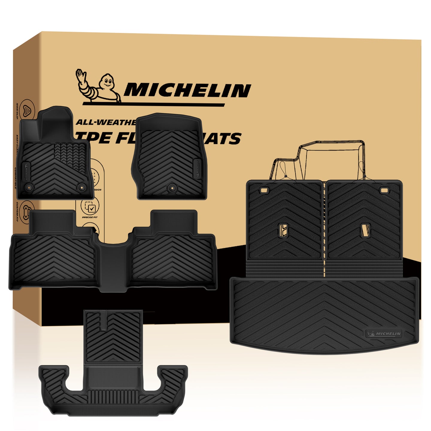 Michelin all‑weather TPE full set car floor mats and cargo liners with original box