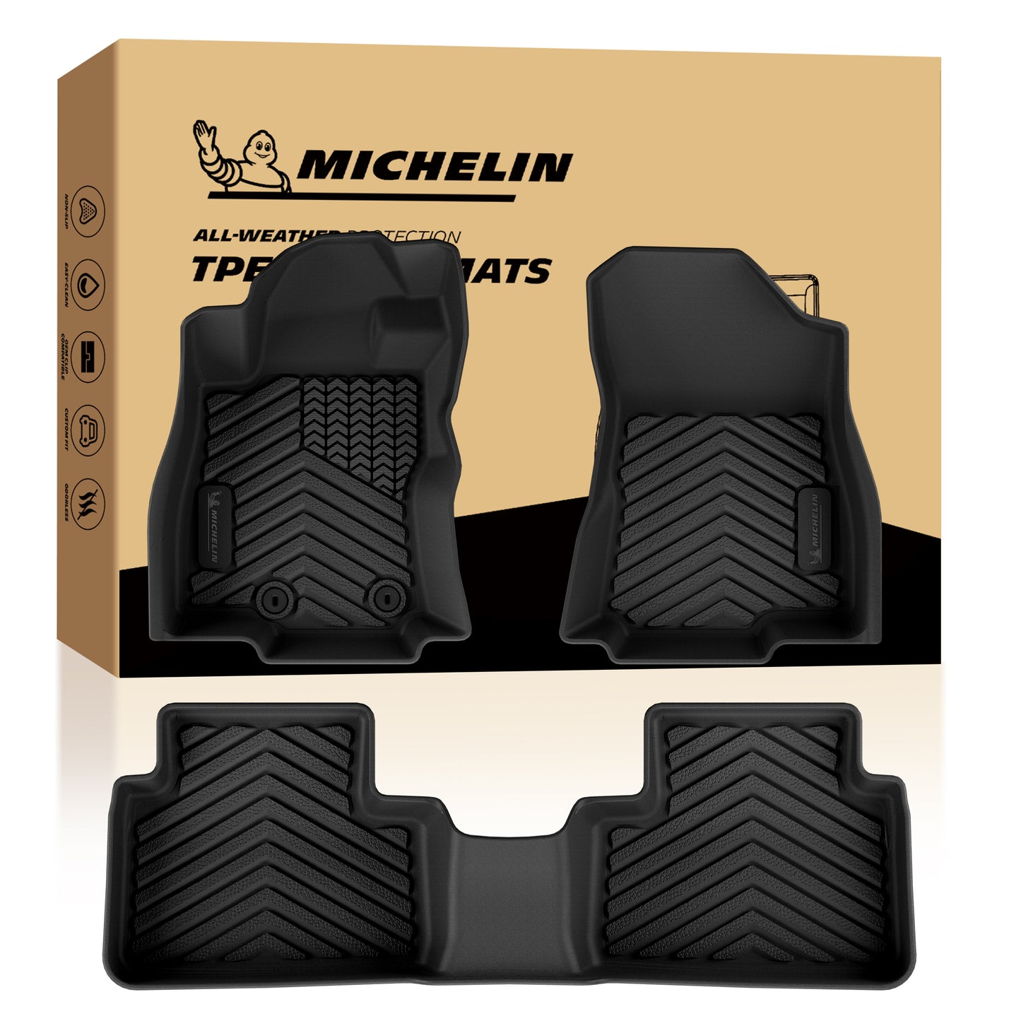 Complete front and rear Michelin TPE floor mat set with original packaging box
