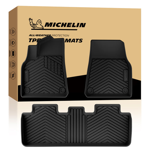 Michelin all-weather TPE floor mats, advanced protection for vehicles, durable and slip-resistant, custom-fit car mats.