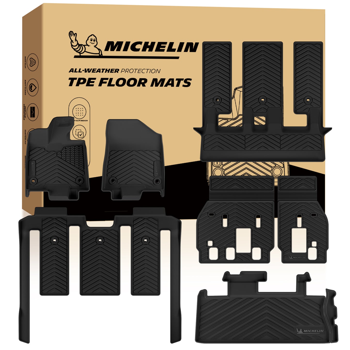 Michelin all-weather TPE floor mats packaging.