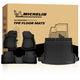 Michelin custom TPE car floor mats and trunk liner with labeled features, all-weather vehicle protection diagram